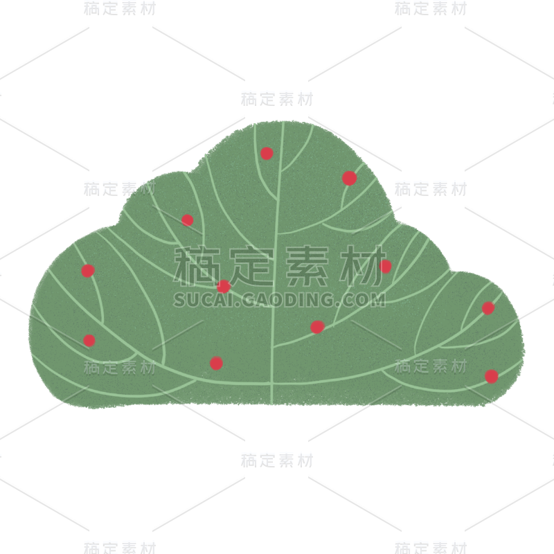 手绘风-植物元素贴纸-灌木