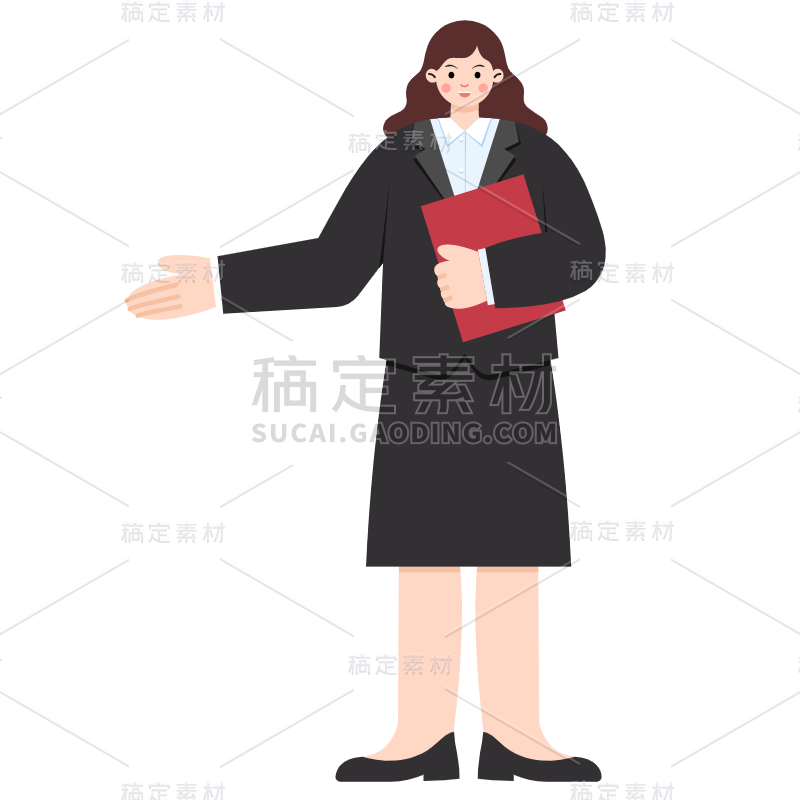 扁平风-人物插画贴纸-女性