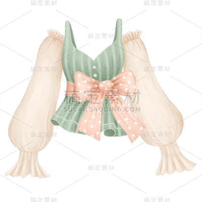 手绘-文艺复古服饰单品贴纸-上衣