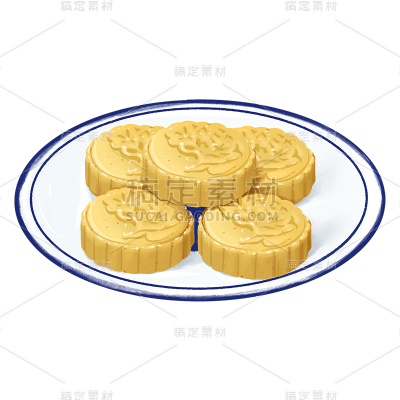 手绘月饼中秋各地食物元素
