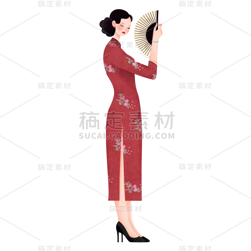 中国风-人物插画-民国女性