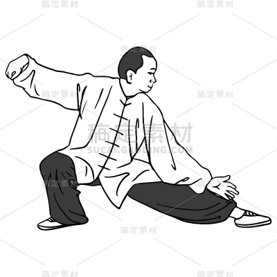 手绘-武术线稿人物贴纸2