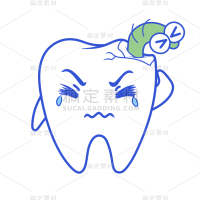手绘-拟人牙齿口腔健康医疗贴纸4