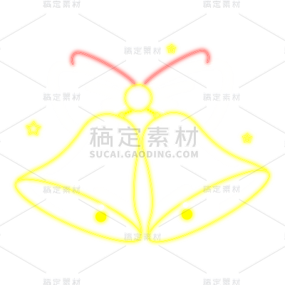 霓虹灯圣诞元素贴纸-SVG-铃铛