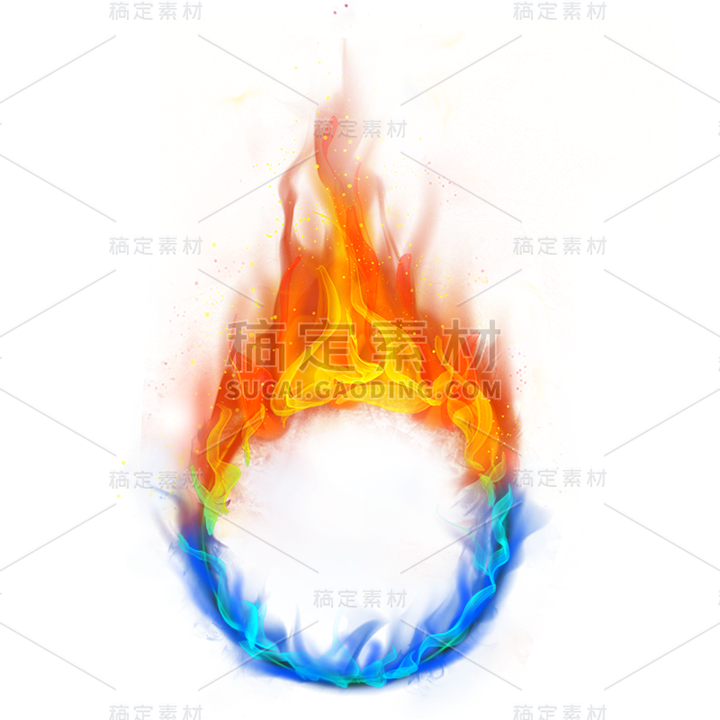 手绘-红蓝双色火焰光环装饰贴纸10