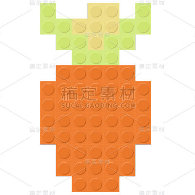扁平卡通乐高装饰元素贴纸-胡萝卜