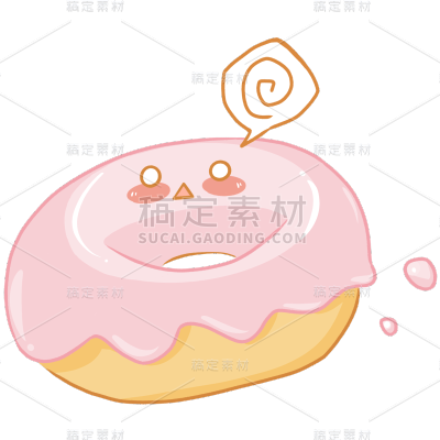 手绘-可爱拟人美食元素-甜甜圈