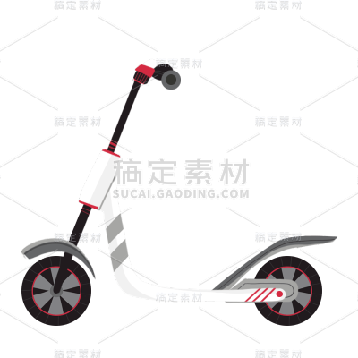 扁平-通勤工具交通元素贴纸-踏板车