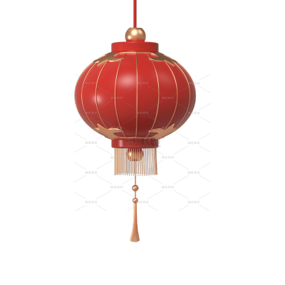 红色喜庆元宵节灯笼3D元素4