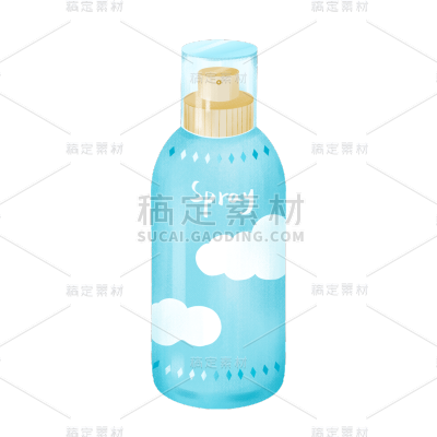 手绘-护肤品美妆元素贴纸-喷雾