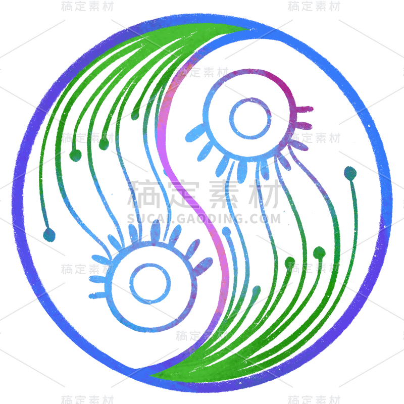 手绘-八字命理元素贴纸