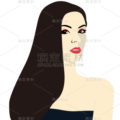矢量风-手绘人物插画贴纸-优雅女性