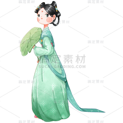 手绘-中国风汉服人物插画贴纸8