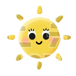 天气太阳黄卡通可爱轻拟物动态贴纸