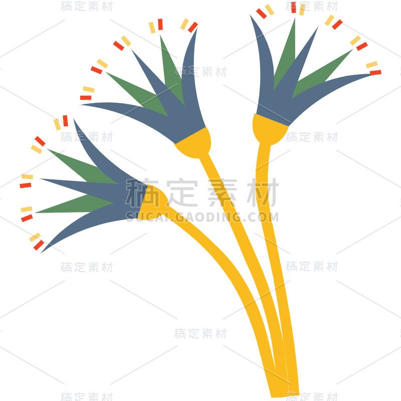 手绘-埃及元素贴纸-花朵