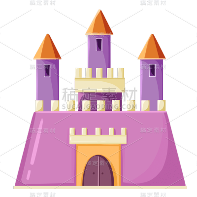 卡通-童话城堡元素建筑插画4