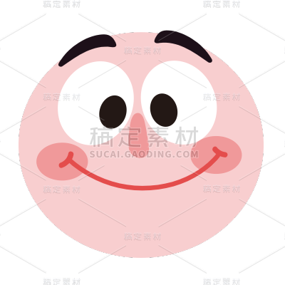 手绘-圆点表情包贴纸SVG-微笑
