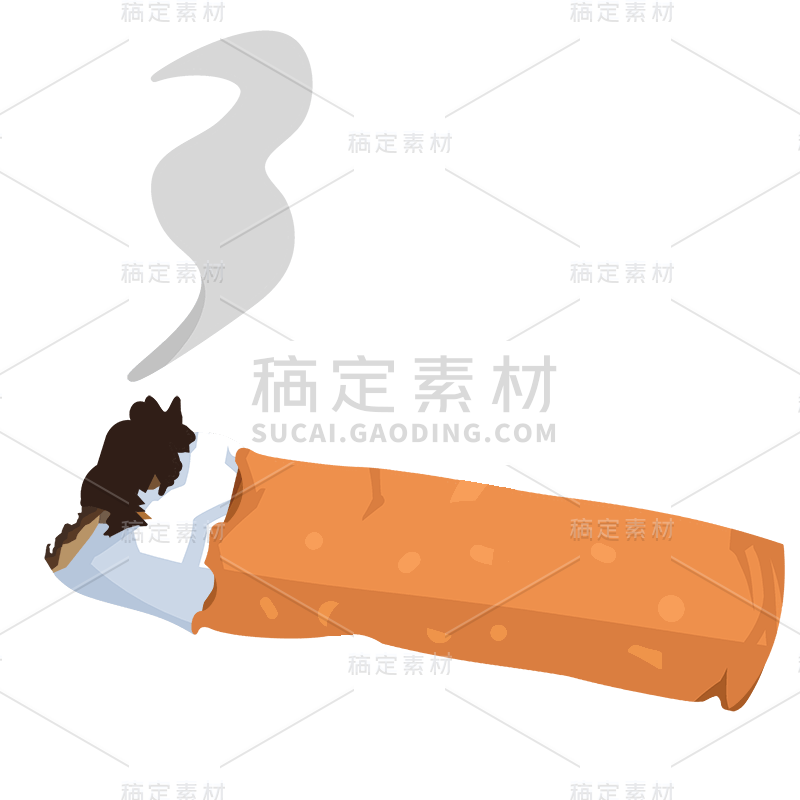 手绘-禁烟元素-烟头