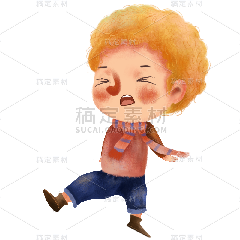 手绘儿童人物插画贴纸-男孩