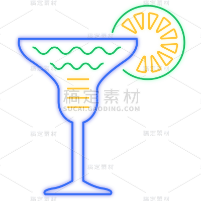 手绘霓虹灯风-杯子元素