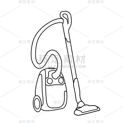 手绘-简笔画家居清洁工具-吸尘器1