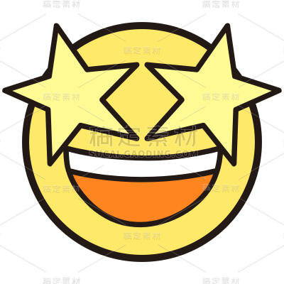 星星手绘描边emoji表情包元素