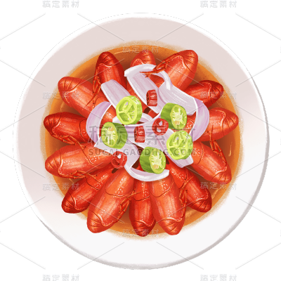 手绘-街边小龙虾美食元素贴纸3