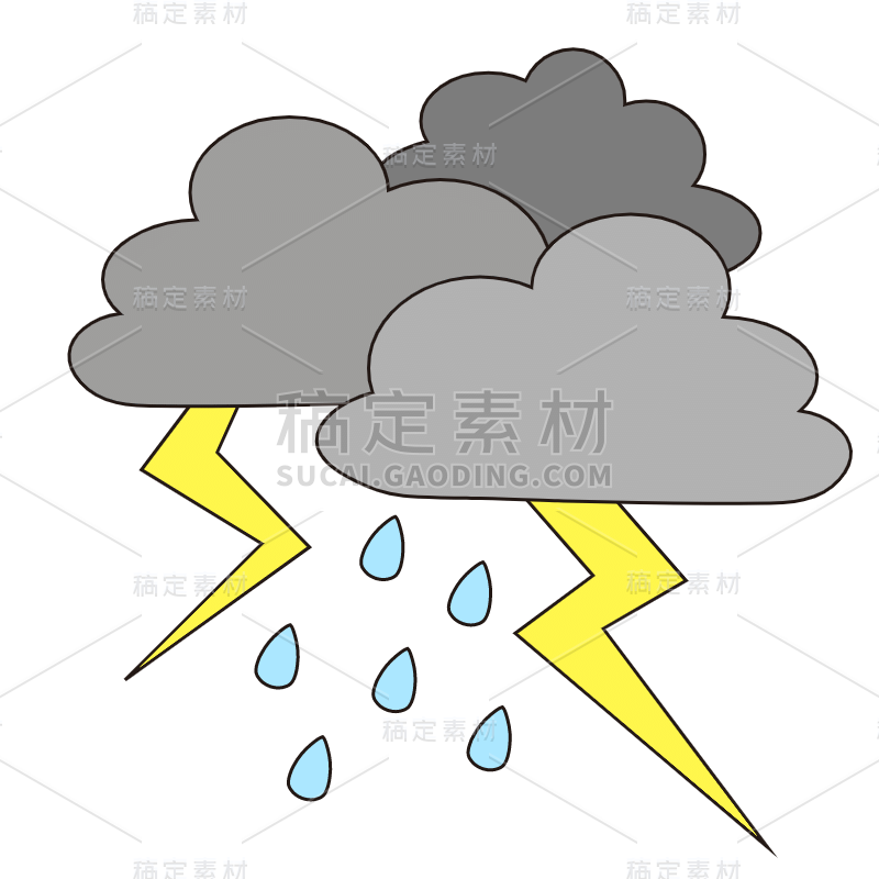 SVG-卡通天气素材贴纸-雷雨