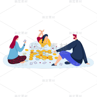 SVG-人物玩游戏场景贴纸