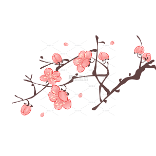手绘水彩梅花花卉植物元素1