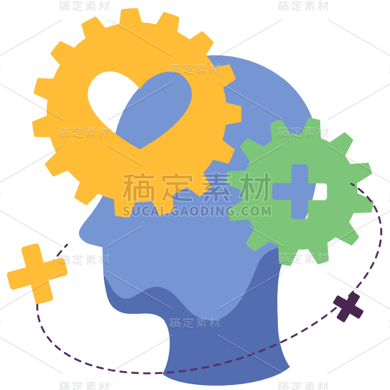 扁平-撞色心理健康元素贴纸-SVG3