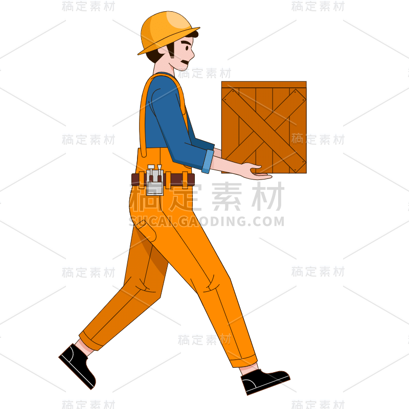 SVG-行走的人物描边元素常规贴纸