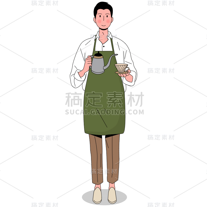 手绘-服务行业人物贴纸-SVG2