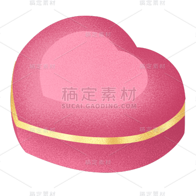 浪漫粉色心形礼盒元素