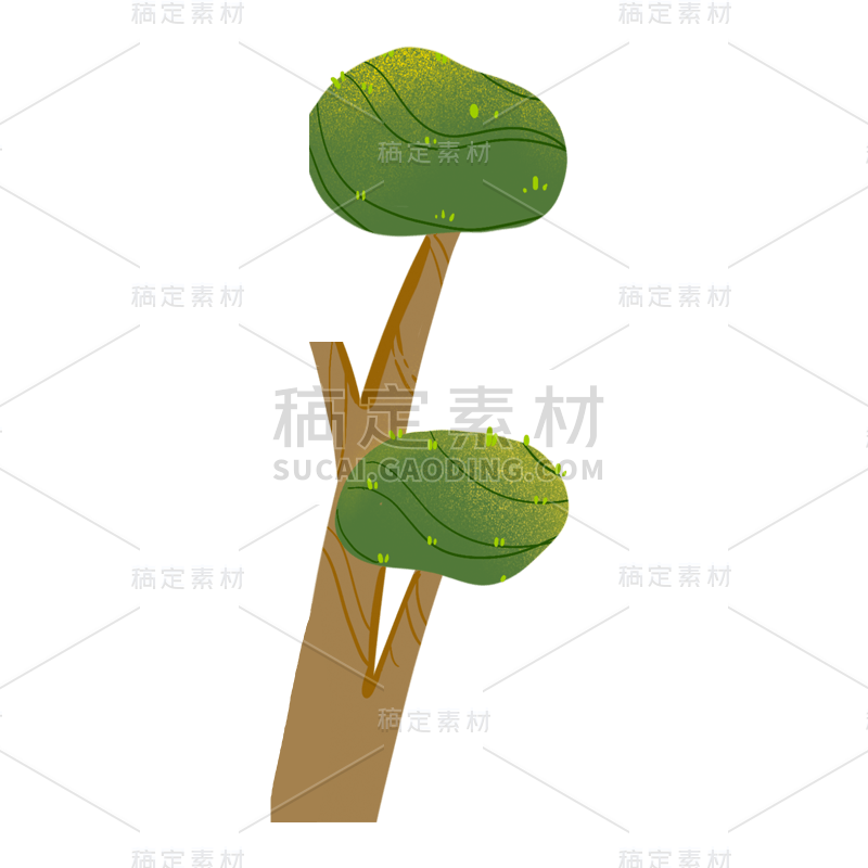 手绘风-植物元素贴纸-树