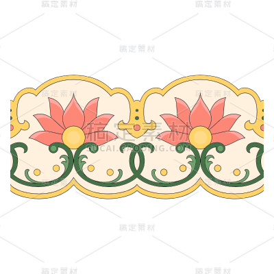 皇家花纹元素-手绘