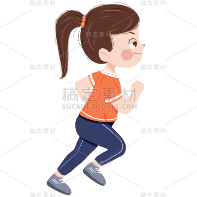 手绘-跑步运动儿童人物插画7