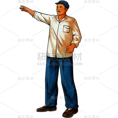 手绘肌理-复古人物常规贴纸人14