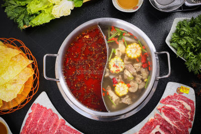 美食系列实景川菜火锅食材鸳鸯锅汤底