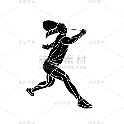 羽毛球运动人物贴纸-SVG7