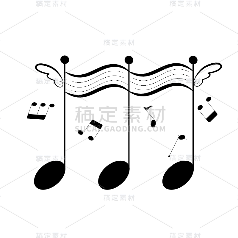 手绘-音符元素艺术时间贴纸-SVG6