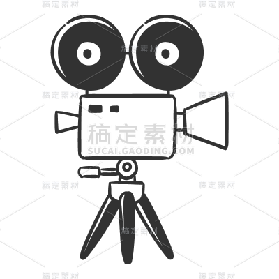 手绘-简约电影元素贴纸-SVG-放映机