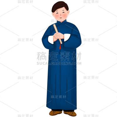 手绘-相声元素贴纸-男5