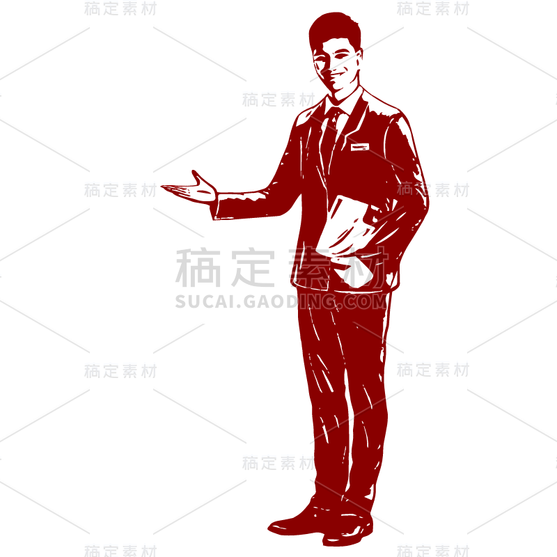 SVG-版画风人物元素贴纸-演讲