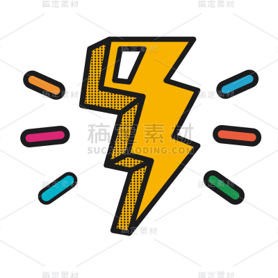 SVG-扁平宣传元素贴纸-闪电