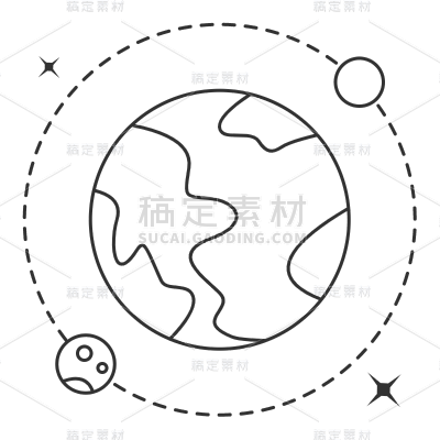 线条风-高级星球贴纸