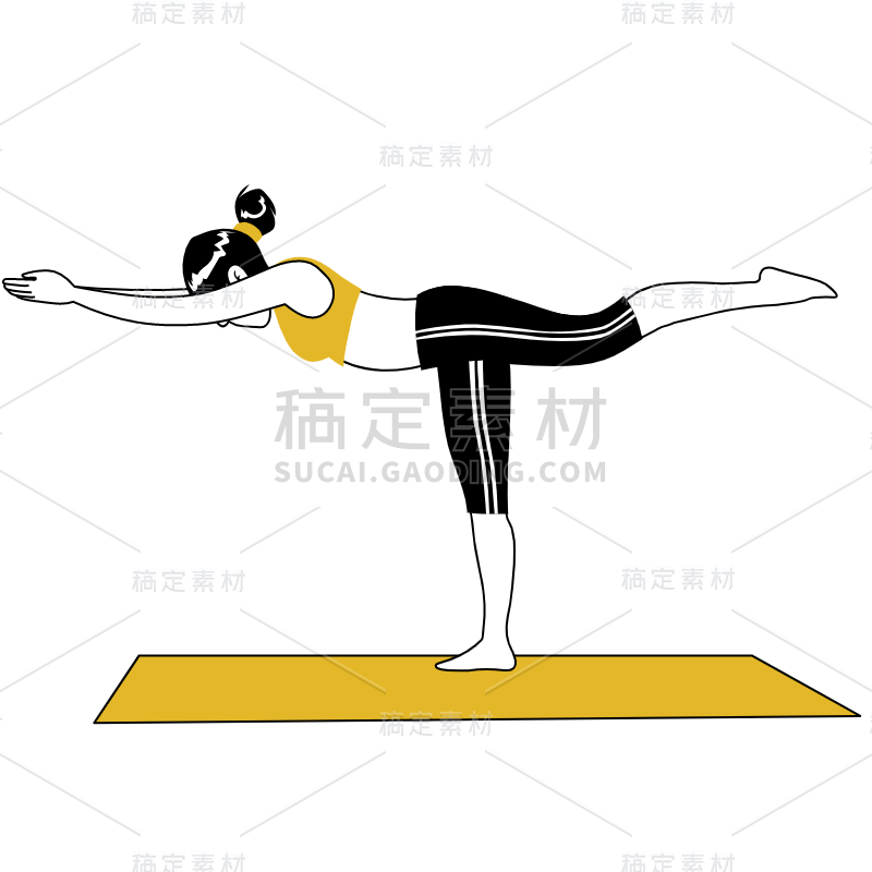 SVG-瑜伽人物描边元素贴纸