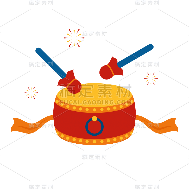 扁平-国庆氛围元素-鼓