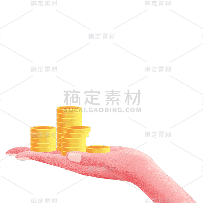 手绘-金融理财元素贴纸-金币3
