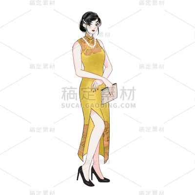 手绘-民国女性人物插画6